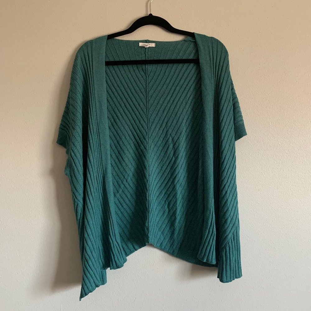 Teal Short Sleeved Sharkbite Cardigan